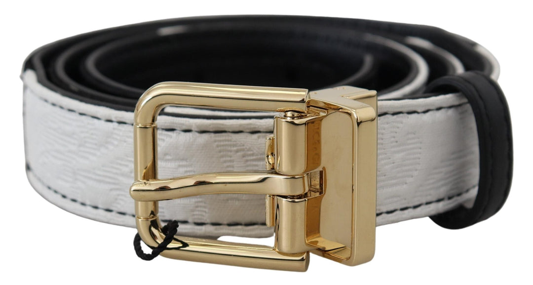  - Dolce & Gabbana White Black Patchwork Gold Metal Buckle Belt - WMB312 - 75 - Ask Me Wear