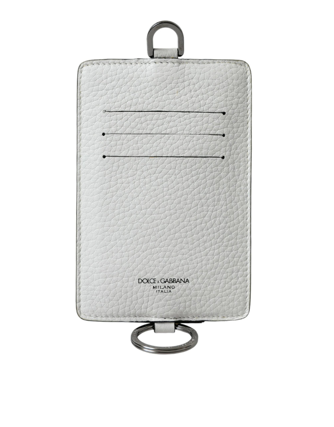  - Dolce & Gabbana White Calf Leather Lanyard Logo Card Holder Wallet - SMY101288 - Ask Me Wear