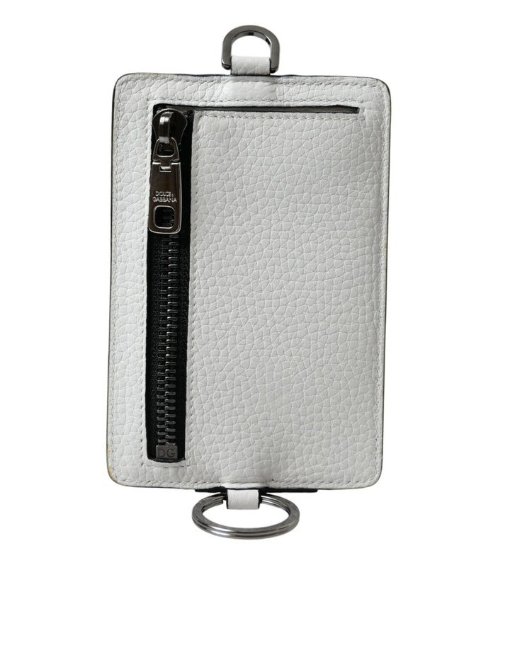  - Dolce & Gabbana White Calf Leather Lanyard Logo Card Holder Wallet - SMY101288 - Ask Me Wear