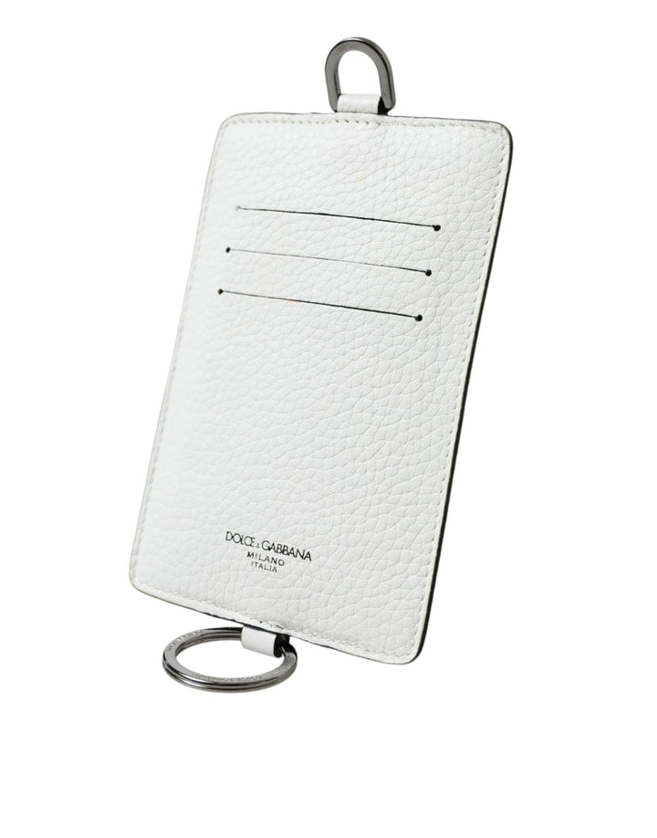  - Dolce & Gabbana White Calf Leather Lanyard Logo Card Holder Wallet - SMY101288 - Ask Me Wear