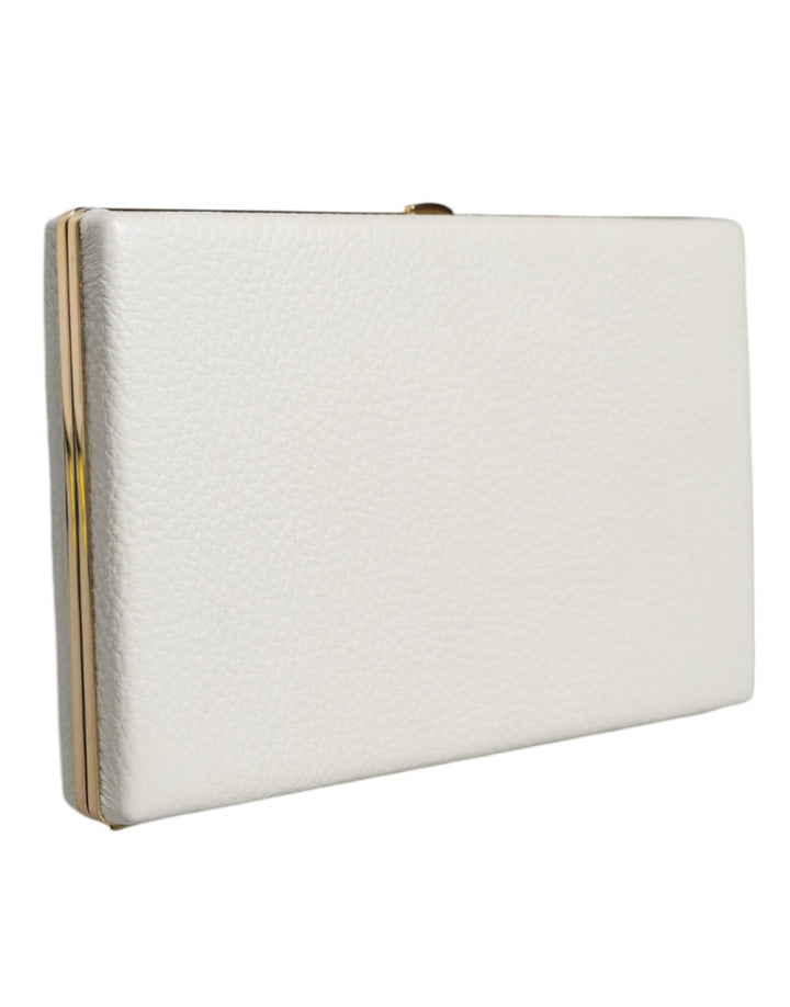  - Dolce & Gabbana White Leather Gold Frame Clutch Evening Party Purse Bag - BAG1532 - Ask Me Wear