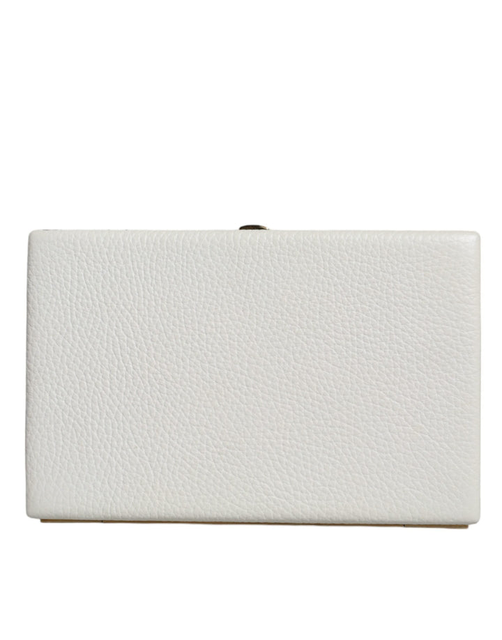  - Dolce & Gabbana White Leather Gold Frame Clutch Evening Party Purse Bag - BAG1532 - Ask Me Wear