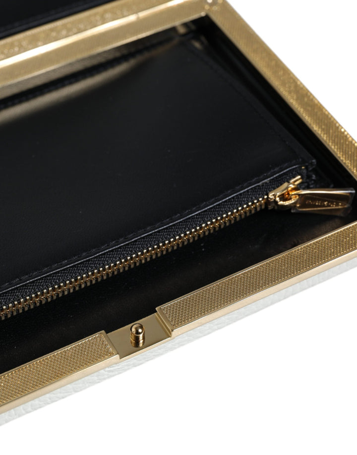  - Dolce & Gabbana White Leather Gold Frame Clutch Evening Party Purse Bag - BAG1532 - Ask Me Wear