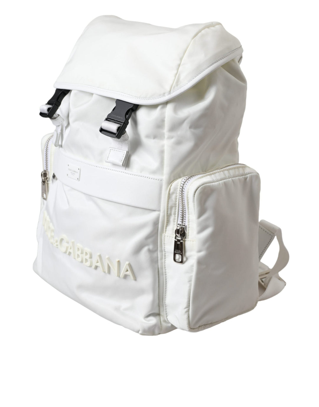  - Dolce & Gabbana White Nylon Rubber Logo Backpack Rucksack Bag - BAG1471 - Ask Me Wear