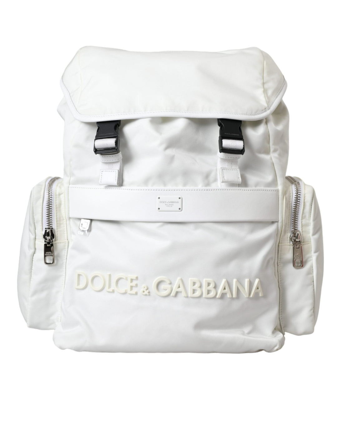  - Dolce & Gabbana White Nylon Rubber Logo Backpack Rucksack Bag - BAG1471 - Ask Me Wear