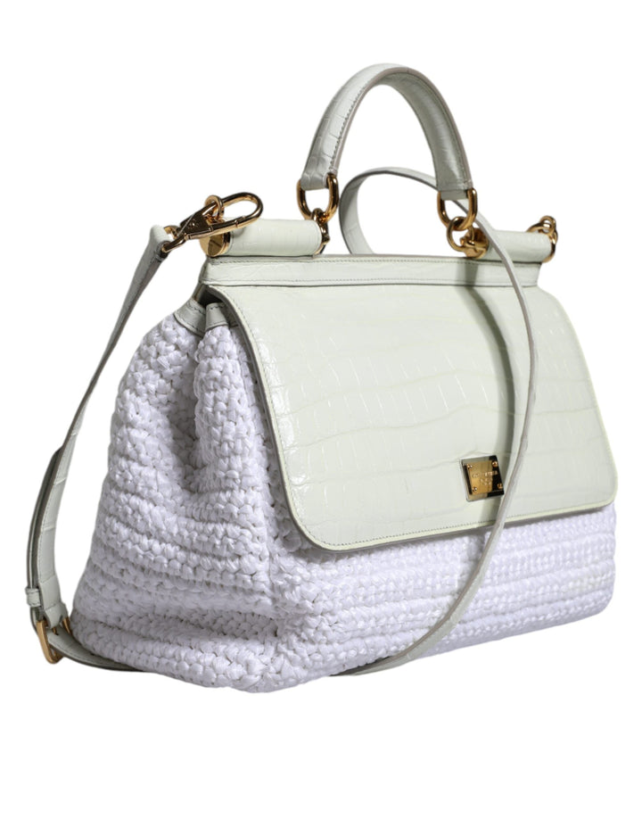  - Dolce & Gabbana White Rafia Leather SICILY Crossbody Bag - BAG4094 - Ask Me Wear