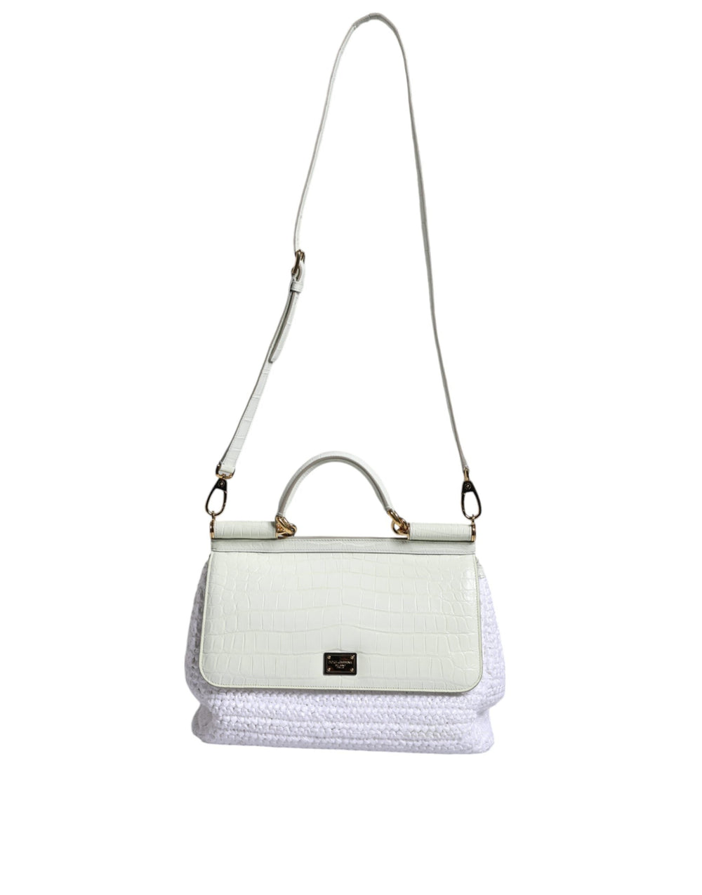  - Dolce & Gabbana White Rafia Leather SICILY Crossbody Bag - BAG4094 - Ask Me Wear