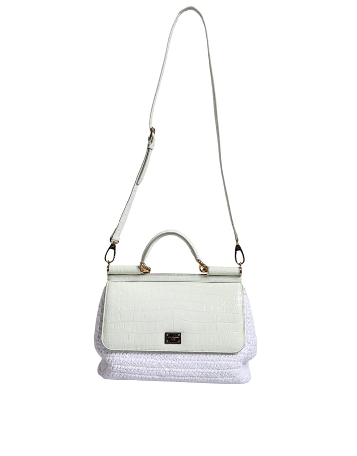  - Dolce & Gabbana White Rafia Leather SICILY Crossbody Bag - BAG4094 - Ask Me Wear