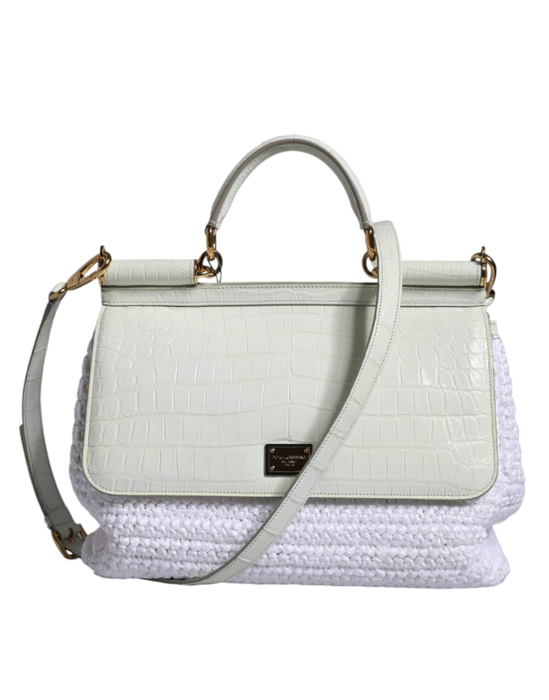  - Dolce & Gabbana White Rafia Leather SICILY Crossbody Bag - BAG4094 - Ask Me Wear