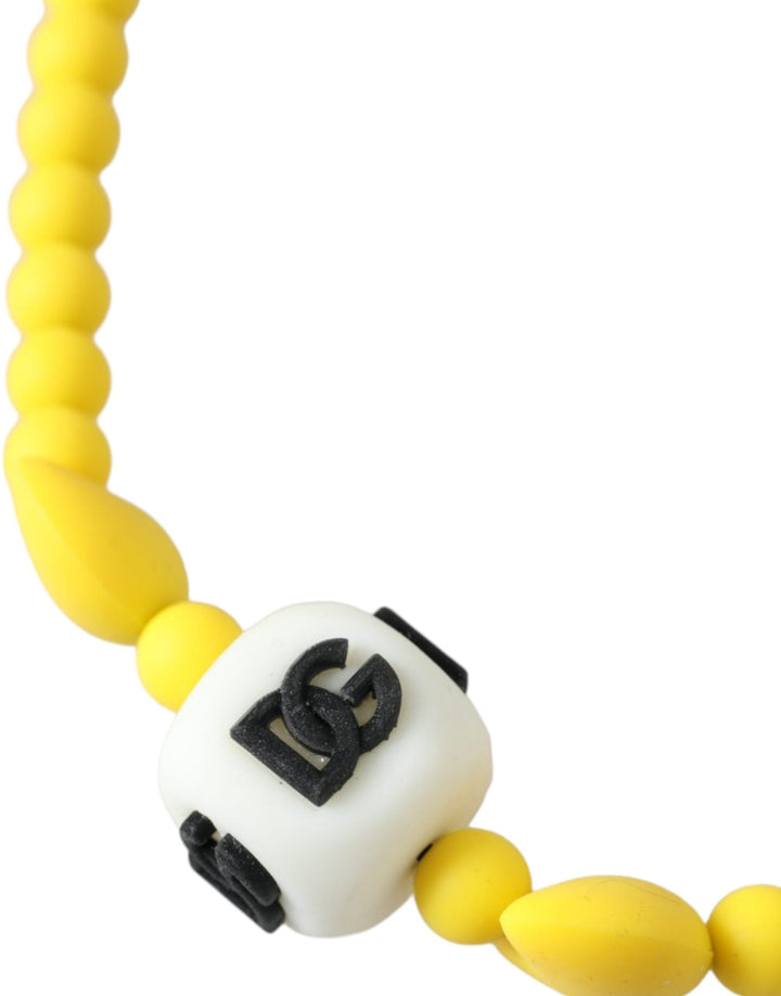  - Dolce & Gabbana Yellow Beaded Chain DG Logo Charm Necklace - SMY10323 - Ask Me Wear