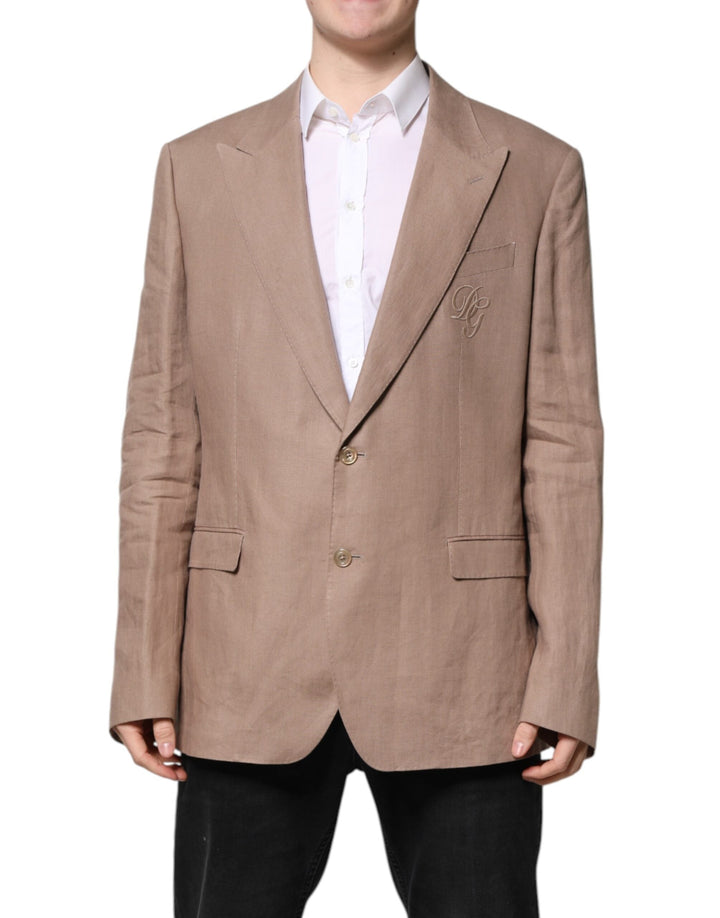 Dolce & Gabbana - Dolce & Gabbana Beige TAORMINA Single Breasted Coat Blazer - KOS2315 - 58 - Ask Me Wear