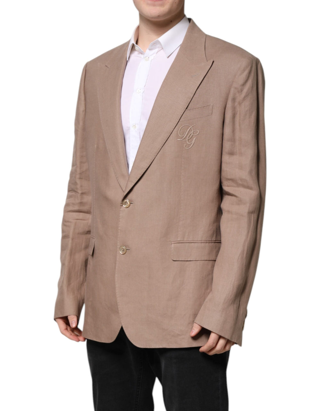Dolce & Gabbana - Dolce & Gabbana Beige TAORMINA Single Breasted Coat Blazer - KOS2315 - 58 - Ask Me Wear