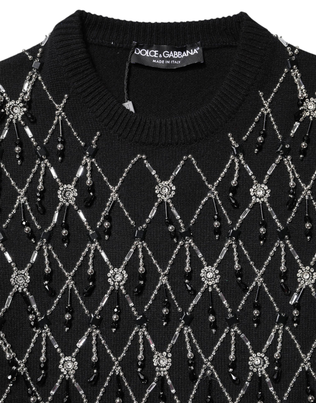 Dolce & Gabbana - Dolce & Gabbana Black Cashmere Embellished Long Sleeves Top - THS90420 - 36 - Ask Me Wear