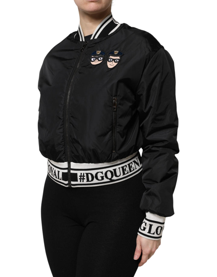 Dolce & Gabbana - Dolce & Gabbana Black Nylon DGFamily Full Zip Bomber Jacket - JKT41281 - 38 - Ask Me Wear