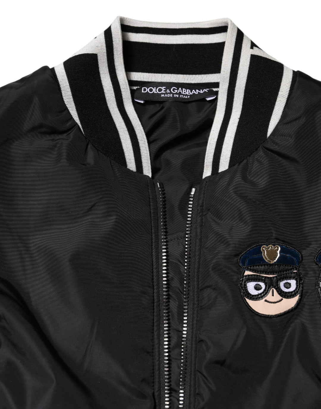 Dolce & Gabbana - Dolce & Gabbana Black Nylon DGFamily Full Zip Bomber Jacket - JKT41281 - 38 - Ask Me Wear