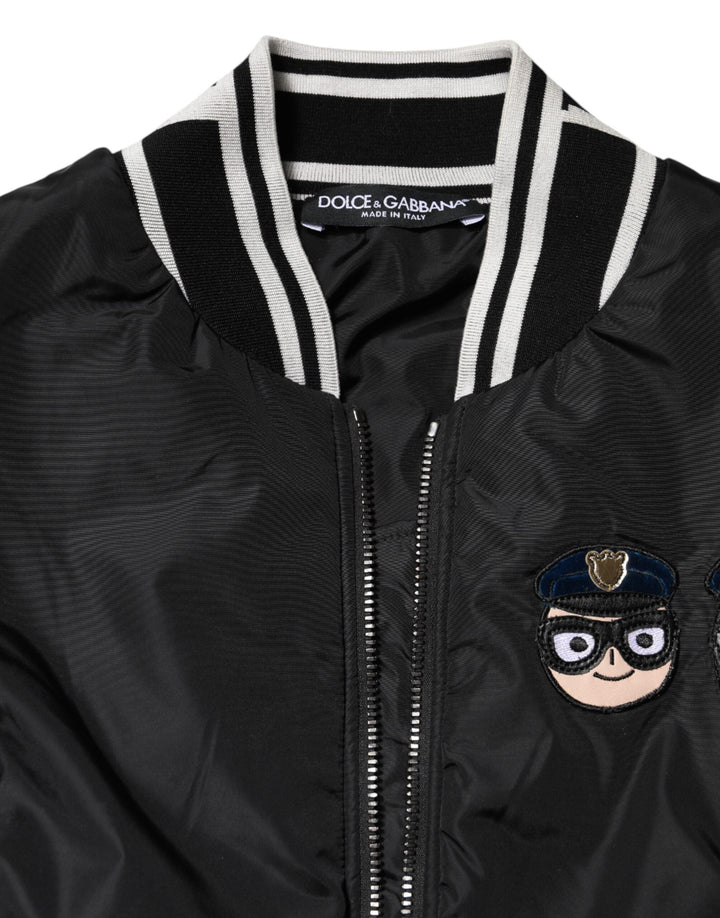 Dolce & Gabbana - Dolce & Gabbana Black Nylon DGFamily Full Zip Bomber Jacket - JKT41281 - 38 - Ask Me Wear