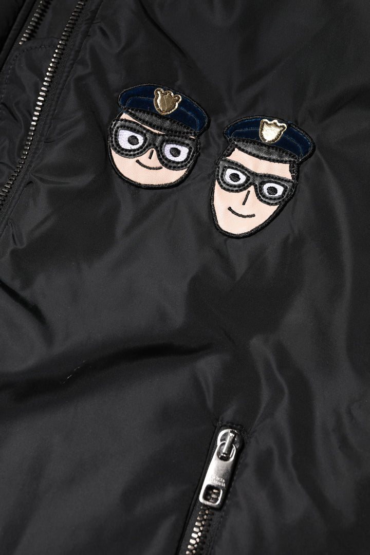Dolce & Gabbana - Dolce & Gabbana Black Nylon DGFamily Full Zip Bomber Jacket - JKT41281 - 38 - Ask Me Wear