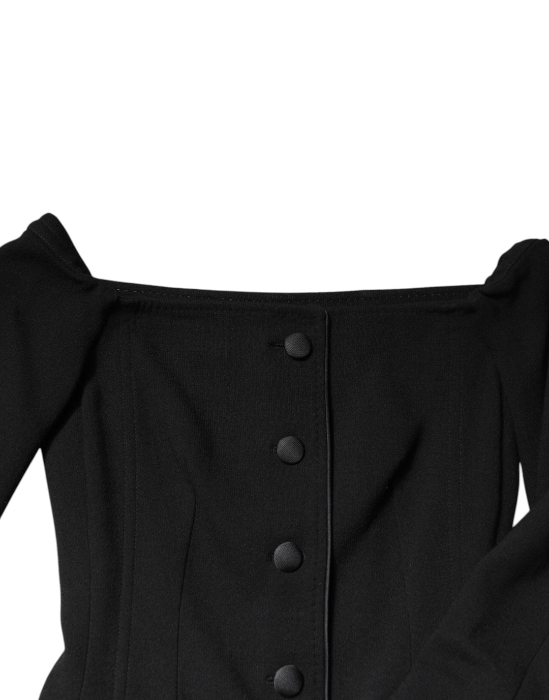 Dolce & Gabbana - Dolce & Gabbana Black Wool Off Shoulder A - line Mini Dress - DR281193 - 38 - Ask Me Wear