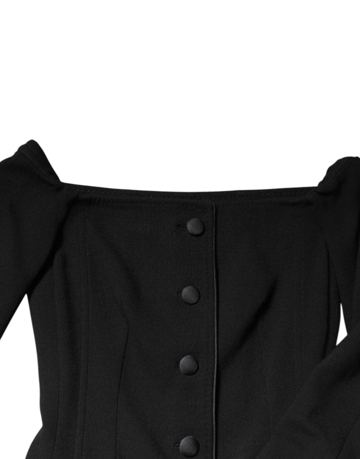 Dolce & Gabbana - Dolce & Gabbana Black Wool Off Shoulder A - line Mini Dress - DR281193 - 38 - Ask Me Wear