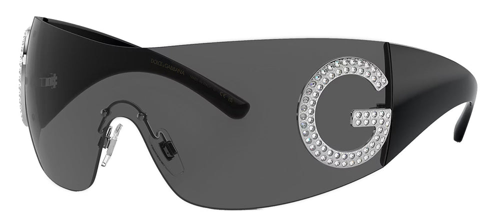 Dolce & GabbanaSunglasses - Dolce & Gabbana DG 2298B 05/87 Shield Metal Black Sunglasses with Grey Lens - DG_2298B_05/87 - Ask Me Wear