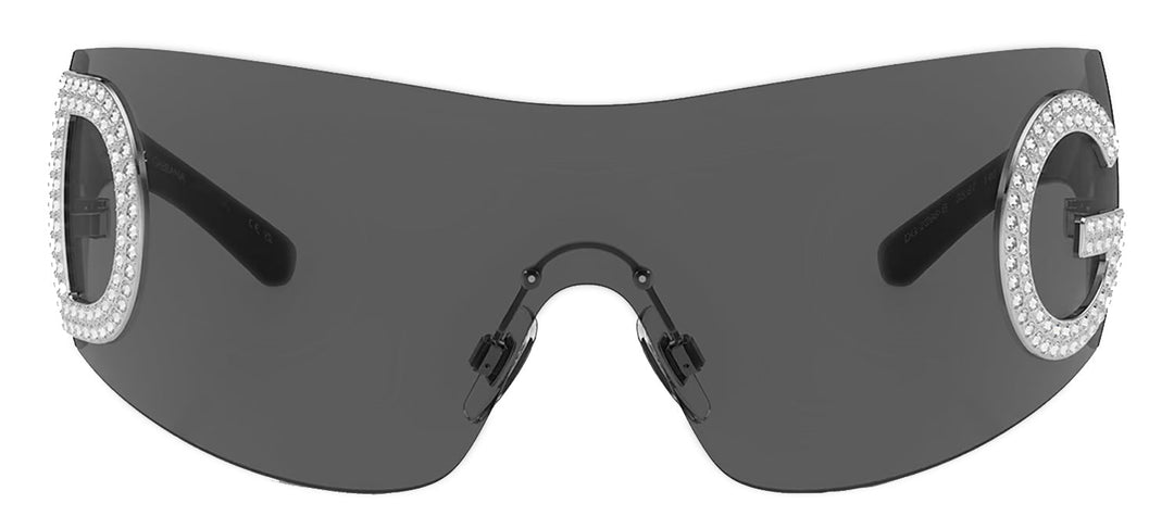 Dolce & GabbanaSunglasses - Dolce & Gabbana DG 2298B 05/87 Shield Metal Black Sunglasses with Grey Lens - DG_2298B_05/87 - Ask Me Wear