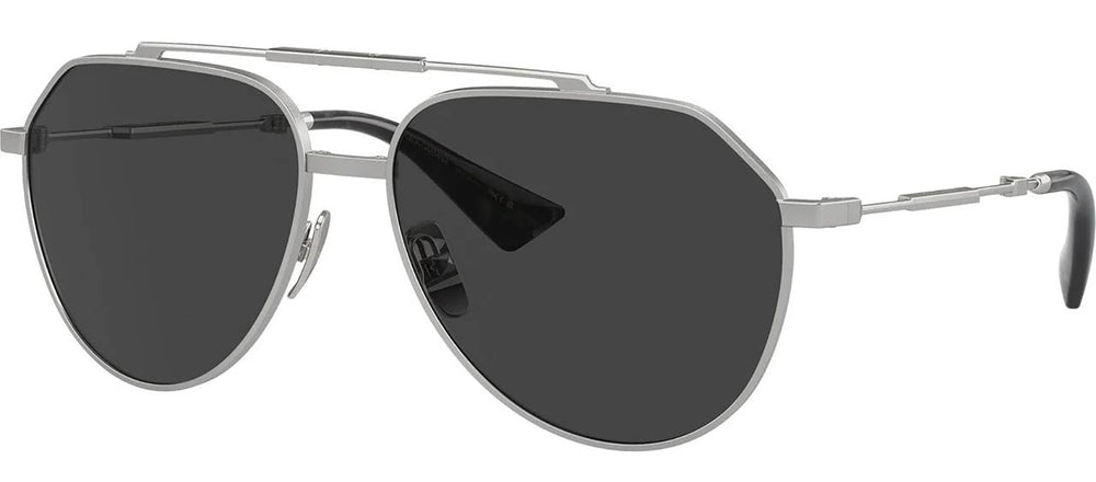 DOLCE & GABBANASunglasses - DOLCE & GABBANA DG 2302 136648 Pilot Matte Silver Metal Sunglasses with Polarized Black Lens - DG_2302_136648_60mm - Ask Me Wear