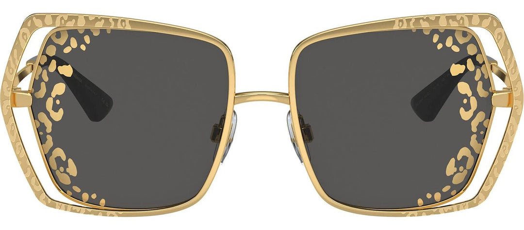 DOLCE & GABBANASunglasses - DOLCE & GABBANA DG 2306 02/GT Butterfly Gold Metal Sunglasses with Dark Grey Tampo Side Leopard G Lens - DG_2306_02/GT_55mm - Ask Me Wear