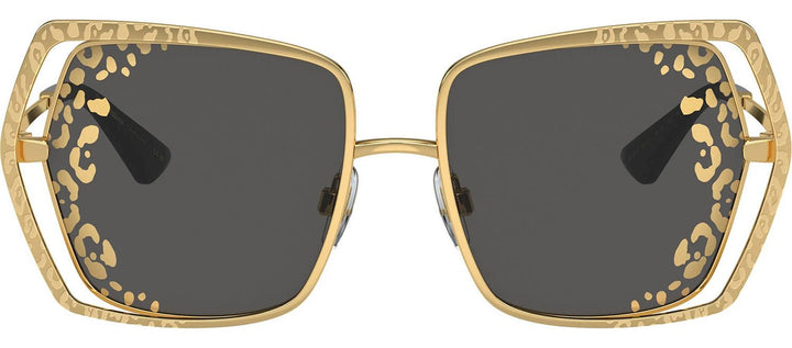 DOLCE & GABBANASunglasses - DOLCE & GABBANA DG 2306 02/GT Butterfly Gold Metal Sunglasses with Dark Grey Tampo Side Leopard G Lens - DG_2306_02/GT_55mm - Ask Me Wear