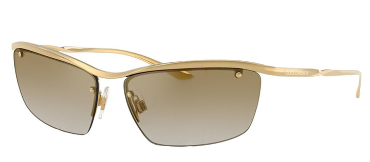 DOLCE & GABBANASunglasses - DOLCE & GABBANA DG 2307 02/6E Rectangle Gold Metal Sunglasses with Light Brown Mirror Gold Lens - DG_2307_02/6E_61mm - Ask Me Wear