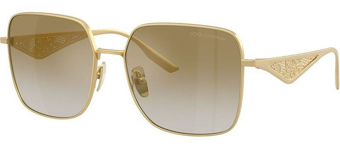 DOLCE & GABBANASunglasses - DOLCE & GABBANA DG 2310 12246E Square Matte Gold Metal Sunglasses with Grad Light Brown Mirror Gold Lens - DG_2310_12246E_57mm - Ask Me Wear