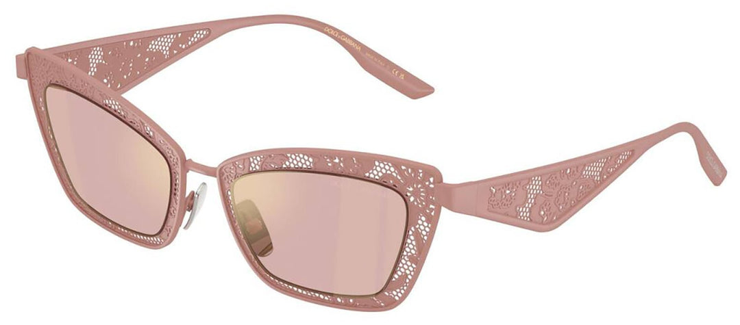 DOLCE & GABBANASunglasses - DOLCE & GABBANA DG 2311 13651T Cat Eye Matte Powder Pink Steel Sunglasses with Pink Mirror Gold Lens - DG_2311_13651T_51mm - Ask Me Wear