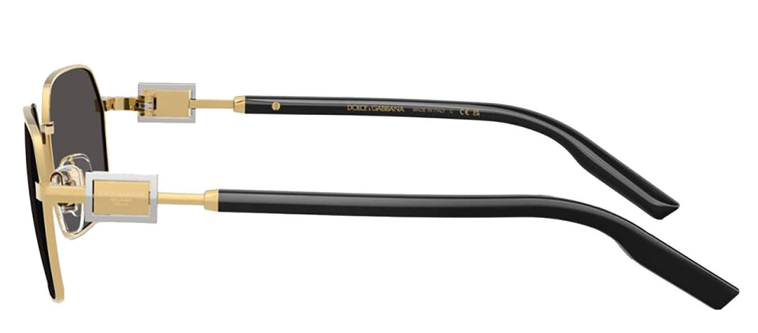 DOLCE & GABBANASunglasses - DOLCE & GABBANA DG 2316 02/87 Rectangle Gold Metal Sunglasses with Dark Grey Lens - DG_2316_02/87_56mm - Ask Me Wear