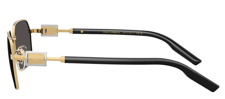 DOLCE & GABBANASunglasses - DOLCE & GABBANA DG 2316 02/87 Rectangle Gold Metal Sunglasses with Dark Grey Lens - DG_2316_02/87_56mm - Ask Me Wear