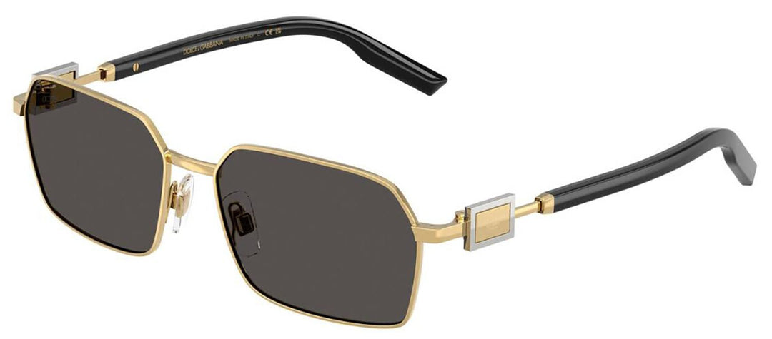 DOLCE & GABBANASunglasses - DOLCE & GABBANA DG 2316 02/87 Rectangle Gold Metal Sunglasses with Dark Grey Lens - DG_2316_02/87_56mm - Ask Me Wear
