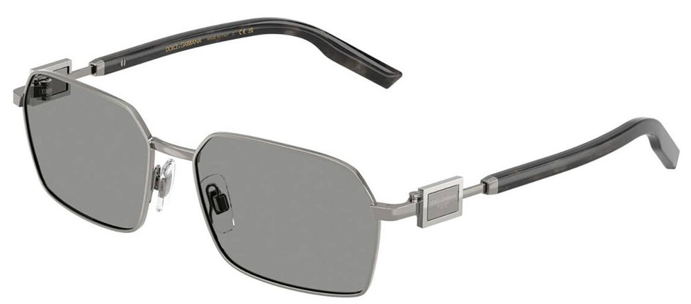 DOLCE & GABBANASunglasses - DOLCE & GABBANA DG 2316 04/1 Rectangle Gunmetal Metal Sunglasses with Grey Lens - DG_2316_04/1_56mm - Ask Me Wear