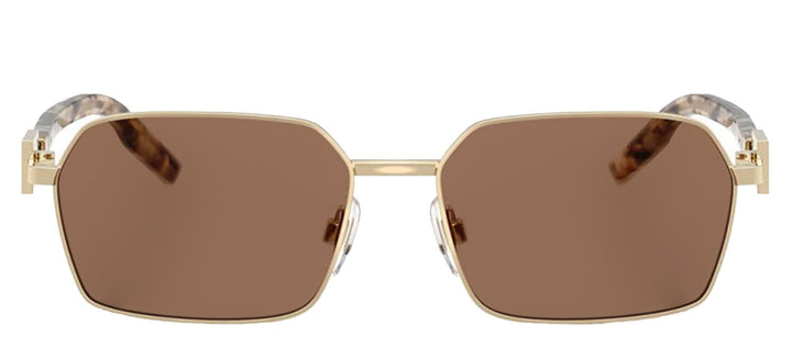 DOLCE & GABBANASunglasses - DOLCE & GABBANA DG 2316 488/73 Rectangle Pale Gold Metal Sunglasses with Dark Brown Lens - DG_2316_488/73_56mm - Ask Me Wear