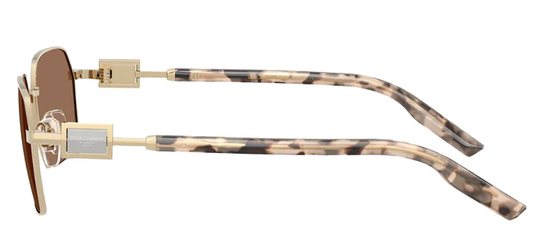 DOLCE & GABBANASunglasses - DOLCE & GABBANA DG 2316 488/73 Rectangle Pale Gold Metal Sunglasses with Dark Brown Lens - DG_2316_488/73_56mm - Ask Me Wear