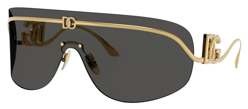 DOLCE & GABBANASunglasses - DOLCE & GABBANA DG 2320 02/87 Pillow Gold Metal Sunglasses with Dark Grey Lens - DG_2320_02/87_40mm - Ask Me Wear