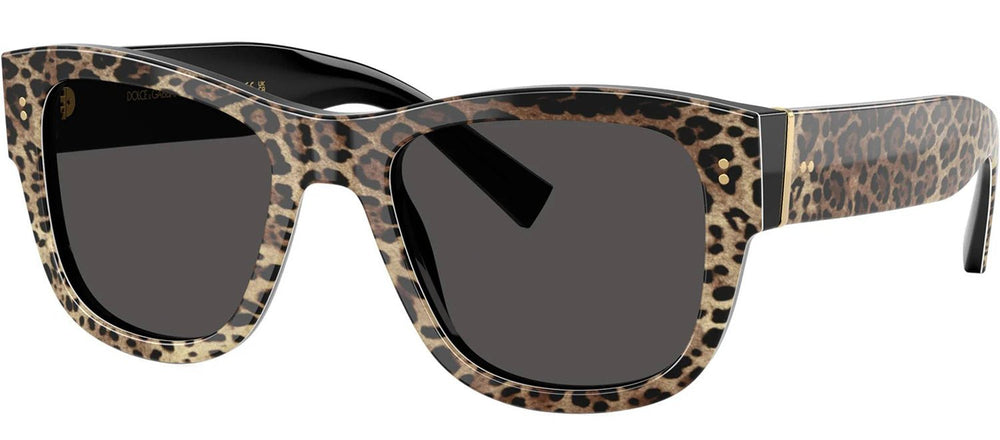 DOLCE & GABBANASunglasses - DOLCE & GABBANA DG 4338 316387 Square Top Leo On Black Acetate Sunglasses with Dark Grey Lens - DG_4338_316387_52mm - Ask Me Wear