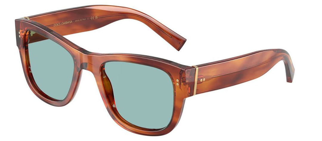 DOLCE & GABBANASunglasses - DOLCE & GABBANA DG 4338 322180 Square Havana Ginger Acetate Sunglasses with Blue Lens - DG_4338_322180_52mm - Ask Me Wear
