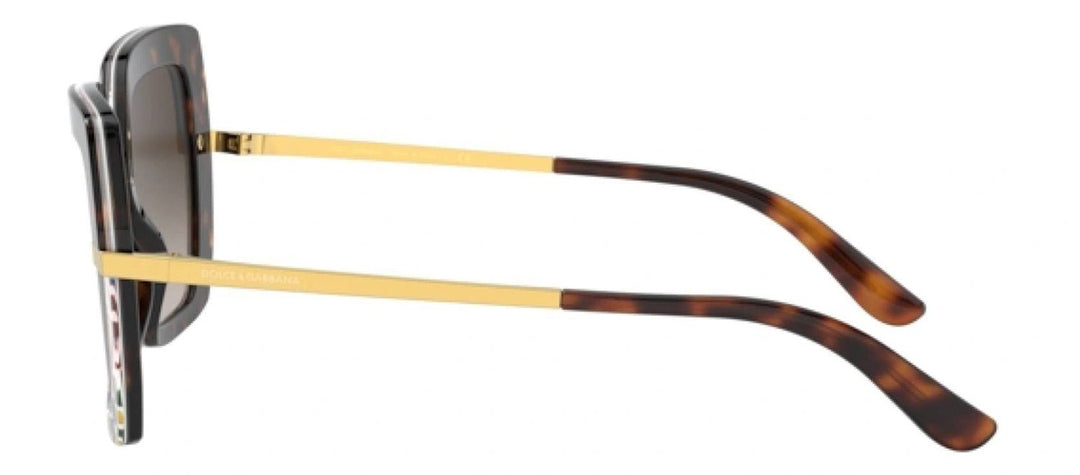 DOLCE & GABBANASunglasses - DOLCE & GABBANA DG 4373F 327813 Square Havana/Print Carretto Acetate Sunglasses with Brown Gradient Dark Brown Lens - DG_4373F_327813_52mm - Ask Me Wear