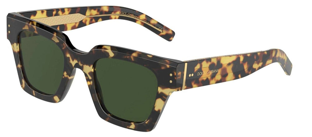 DOLCE & GABBANASunglasses - DOLCE & GABBANA DG 4413 337552 Square Yellow Havana/Crystal Acetate Sunglasses with Green Lens - DG_4413_337552_48mm - Ask Me Wear