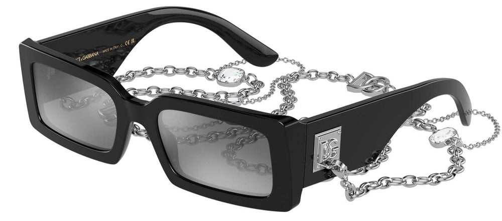DOLCE & GABBANA Sample Sale DOLCE & GABBANA DG 4416 501/6G Rectangle Black Acetate Sunglasses with Grey Mirror Black Lens - Apparel & Accessories > Clothing Accessories > Sunglasses Sunglasses | Designer outlet