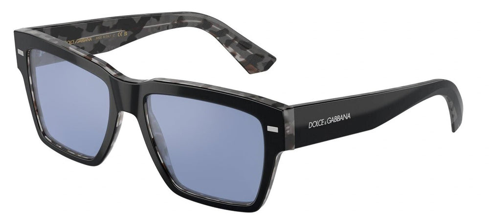 DOLCE & GABBANASunglasses - DOLCE & GABBANA DG 4431 34031U Square Black On Grey Havana Acetate Sunglasses with Light Blue Mirror Silver Lens - DG_4431_34031U_55mm - Ask Me Wear