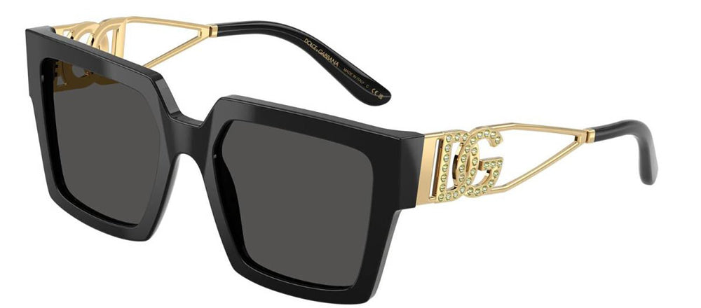 DOLCE & GABBANASunglasses - DOLCE & GABBANA DG 4446B 335587 Square Black Acetate Sunglasses with Dark Grey Lens - DG_4446B_335587_53mm - Ask Me Wear