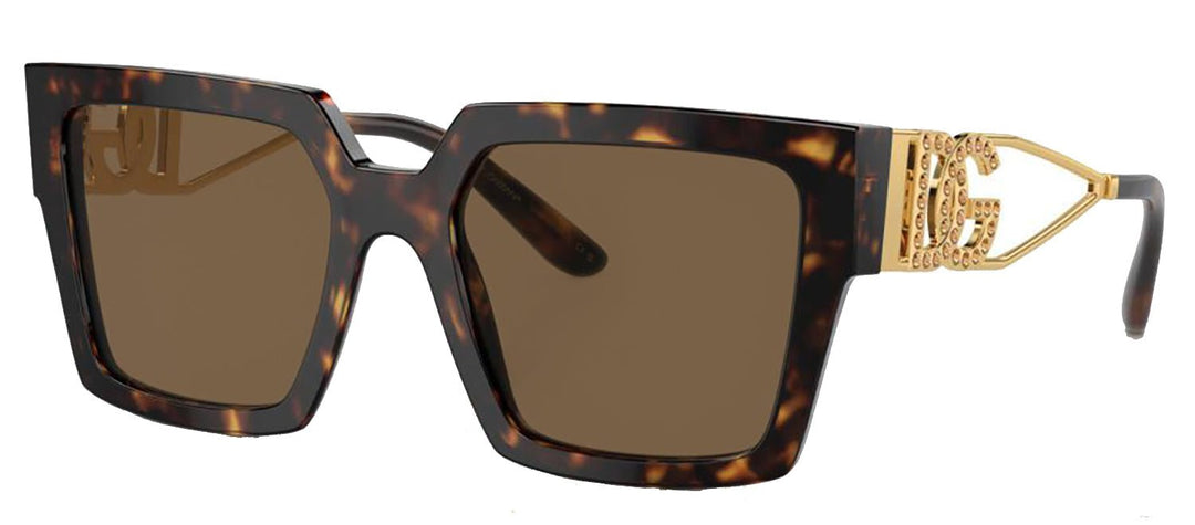 DOLCE & GABBANASunglasses - DOLCE & GABBANA DG 4446B 502/73 Square Havana Acetate Sunglasses with Dark Brown Lens - DG_4446B_502/73_53mm - Ask Me Wear