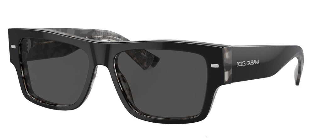Dolce & GabbanaSunglasses - Dolce & Gabbana DG 4451 340387 Rectangle Plastic Black on grey Havana Sunglasses with Dark Gray Lens - DG_4451_340387_55mm - Ask Me Wear