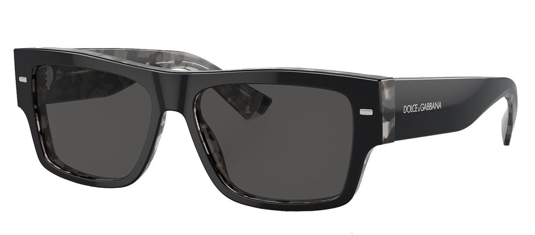 Dolce & GabbanaSunglasses - Dolce & Gabbana DG 4451 340387 Rectangle Plastic Black on grey Havana Sunglasses with Dark Gray Lens - DG_4451_340387_55mm - Ask Me Wear