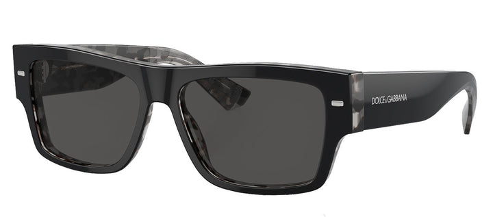 Dolce & GabbanaSunglasses - Dolce & Gabbana DG 4451 340387 Rectangle Plastic Black on grey Havana Sunglasses with Dark Gray Lens - DG_4451_340387_55mm - Ask Me Wear