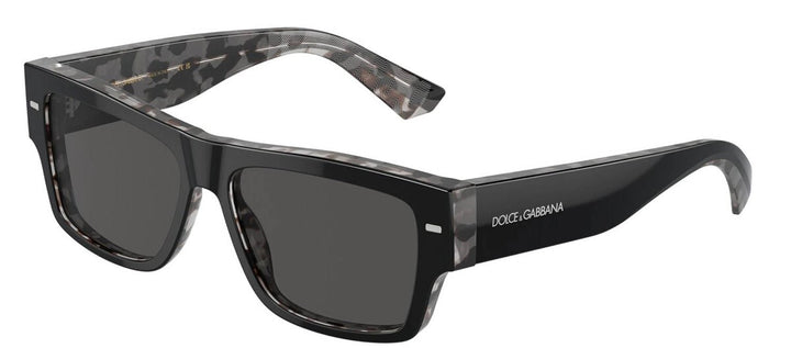 DOLCE & GABBANASunglasses - DOLCE & GABBANA DG 4451F 340387 Rectangle Black On Grey Havana Acetate Sunglasses with Dark Grey Lens - DG_4451F_340387_55mm - Ask Me Wear